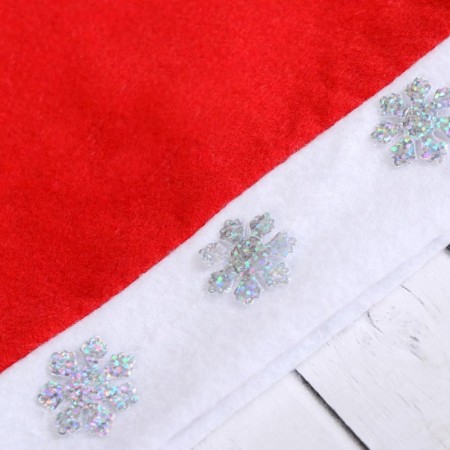 New Year's cap "Snowflake" with a sticker, red-1