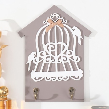 Decorative tree hooks "Two parrots and cage" 20x0.5x26 cm