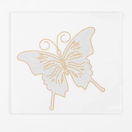 Thermal appliance "butterfly", with sequins, 9 × 10.5 cm, silver color/gold-1