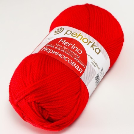 Yarn "merinosa" 50% Merinos. Smerens, 50% acrylic 200m/100g (06 red)-1
