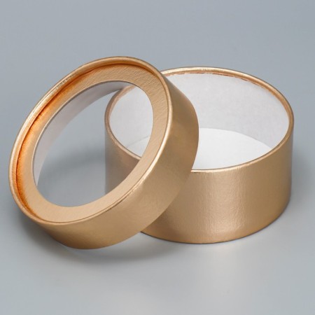 Makarun box, confectionery packaging tube with a window, “gold”, 12 x 12 x 5 cm-1