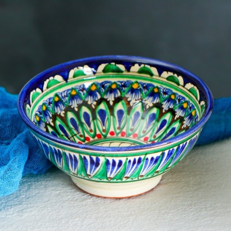 Rishtan ceramics "flowers" 15 cm, small, blue