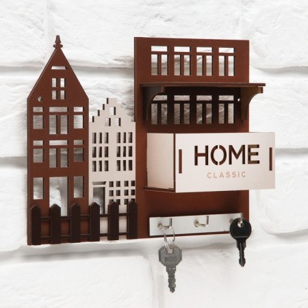 The keybox is wall -mounted with a shelf and a “Home” pocket, a classic, 23 x 17.5 cm.-1