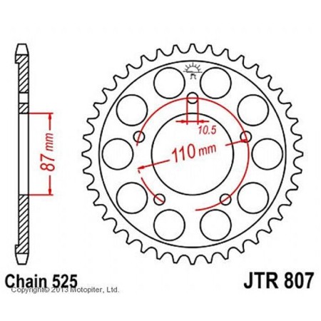 Leader star jt sprockets jtr807-47, chain 525, 47 teeth