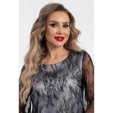 Female dress, size 42, gray color, black-7