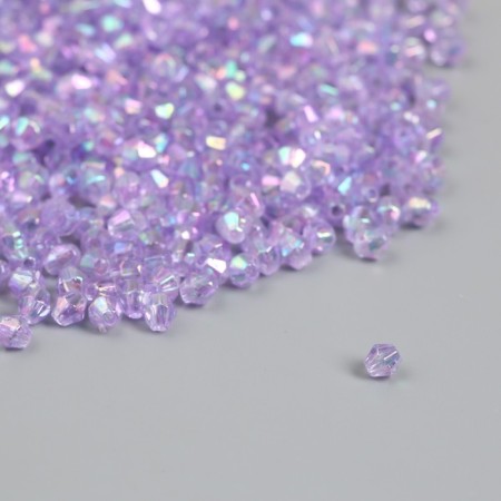 Beads for creativity Plastic "Rhombus Crystal Golography Lilac" Set 20 grams 0.4x0.4 cm