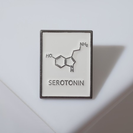 Icon "molecules" serotonin, white color in silver-1