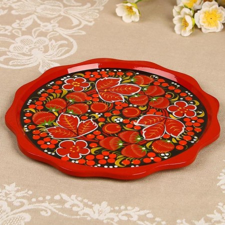 Plate "Fruit", D = 23 cm, Khokhloma, Mix-5