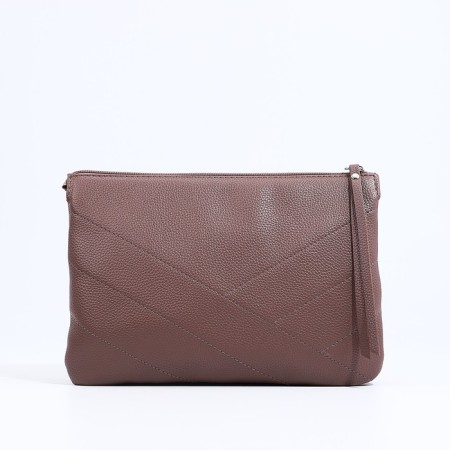 Richet Cross-Bod on the zipper, brown color