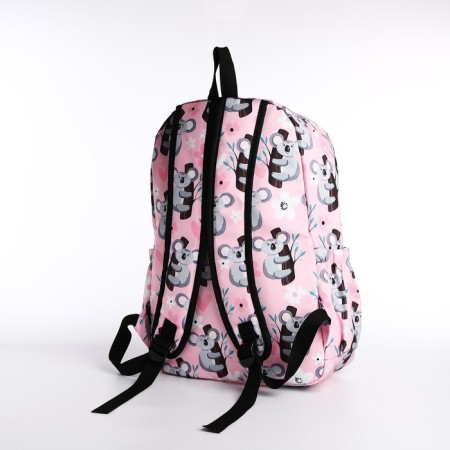 School backpack from textiles, 3 pockets, pink color-3