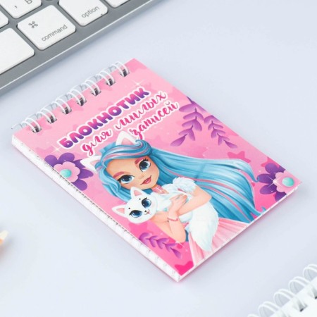 Notepad on the crest in a cage A7, 40 liters. Cover coated paper "Girl"-3