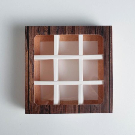 Box for sweets, confectionery packaging, 9 cells, “tree” 14.5 x 14.5 x 3.5 cm-2