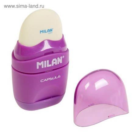 Milan Capsule Silver sharpener, 1 hole with a container, with an eraser, mix-4