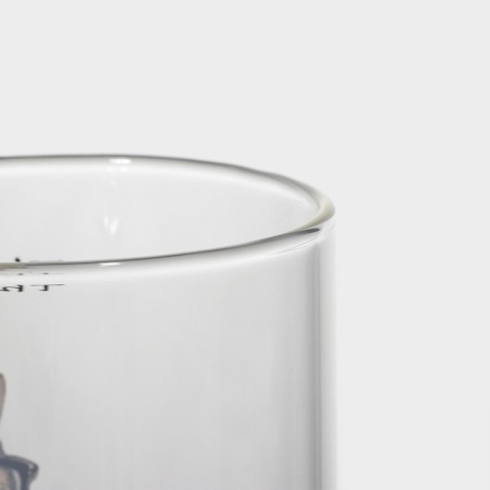 Glass mug with a ceramic lid and a spoon "Hipster", 450 ml, Mix drawing-4