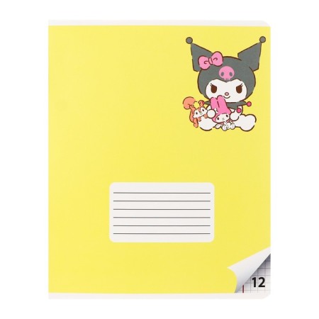 Notebook 12 sheets in the Kuromi cage, cardboard cover, whiteness 92%, block 60 g/m2, mix-5