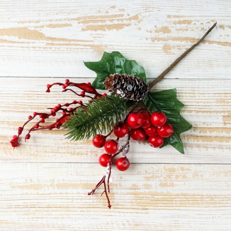 Decor "Winter Magic" berries bumps of needles 23 cm-1