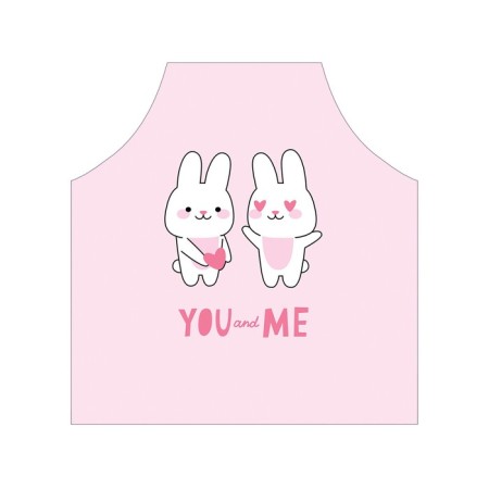 Apron kitchen with a photo print "Hares in love", adjustable, size OS-2