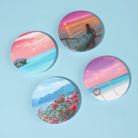 Mirror folding "beach", D 7.5 cm, with an increase, MIX drawing-4