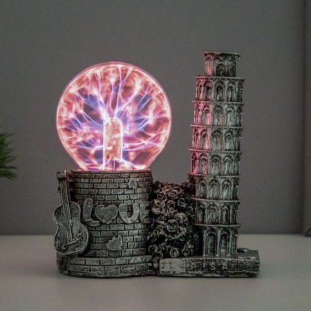 Plasma ball "Pisa tower" gray 14x10x16 cm Risalux-1