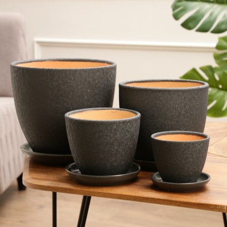 Set of flower pots 4 pcs. Gray silk 0.4 / 1 / 2.5 / 5 l
