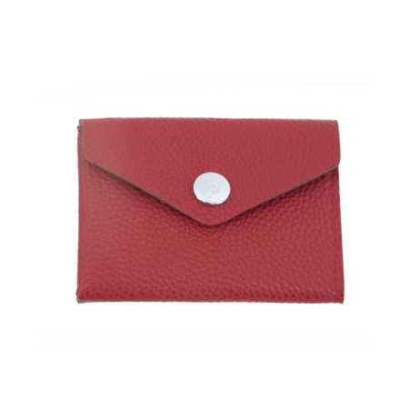 Cartholder, genuine leather, red 10x8.5x1.5 cm