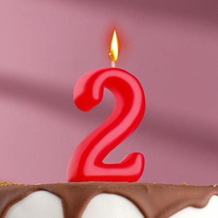 Candle for the cake the figure "Oval" "2", red, 5.5 cm