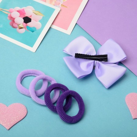Hair set "Christie" (1 clamp, 4 elastic bands) lilac-2