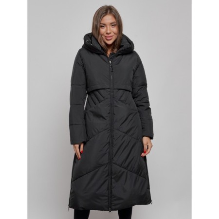 Coat insulated winter female, size 42, black color-6