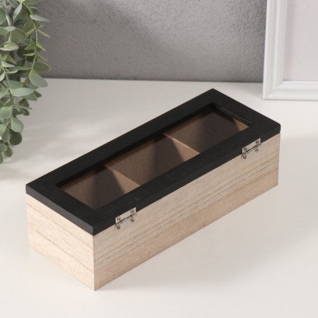 Casket Wood 3 divisions "Morning begins with coffee" 9x23.4x7.2 cm-3