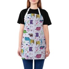 Apron of a kitchen with a photo print “Cats have fun”, adjustable, size OS