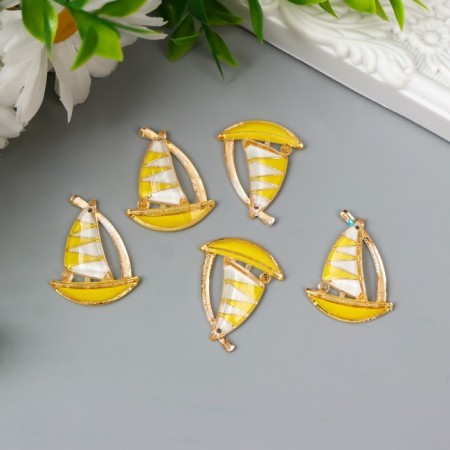 Decor for creativity plastic "Sailor yellow" with gold 2.9x2.3 cm-2
