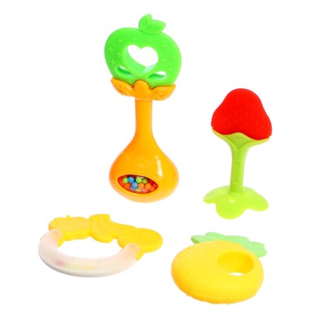 A set of rattles with a teether's teeth “Fruitics. Apple ", 4 pcs-1