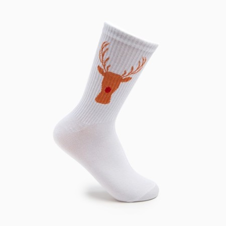 Socks "Reindeer trophy", white color, size 23-27 (38-41)