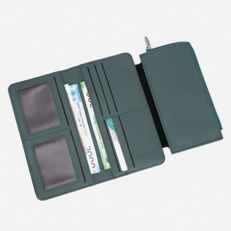 Women's wallet on the button, green color-4