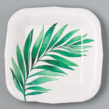 A plate disposable paper square "branch", eco, 16.5x16.5 cm-1