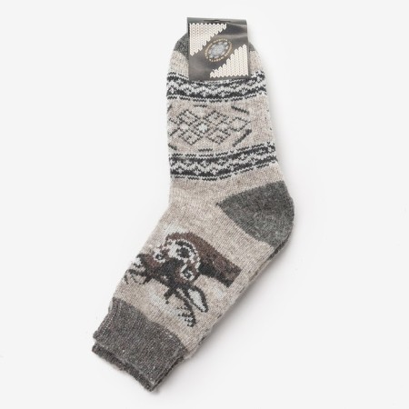 Male woolen socks "deer", linen color, size 29-2