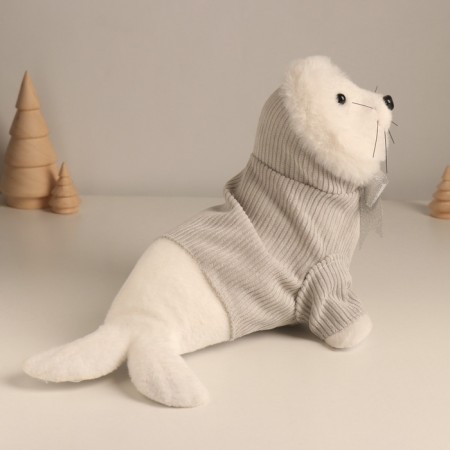 Decor "White Seal in a jacket with a hood" 16x25x19 cm-1