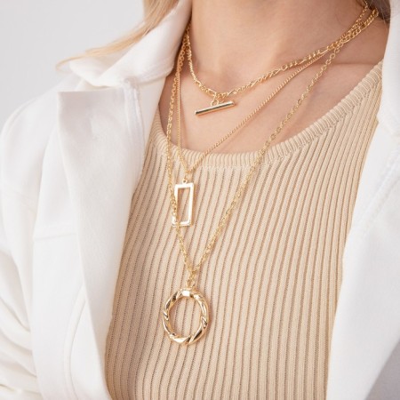 Piece "chain" frame with a ring, color gold, l = 52 cm-2