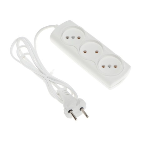 Extension cord Luazon Lighting Eco, 3 sockets, 1.5 m, 6 A, 1300 W, SHVVP 2x0.5 mm2, without salary, white-2