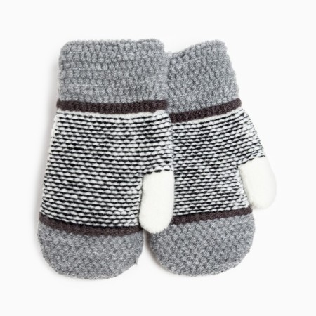 Baby mittens, gray color, size 16 (8-10 years old)-1