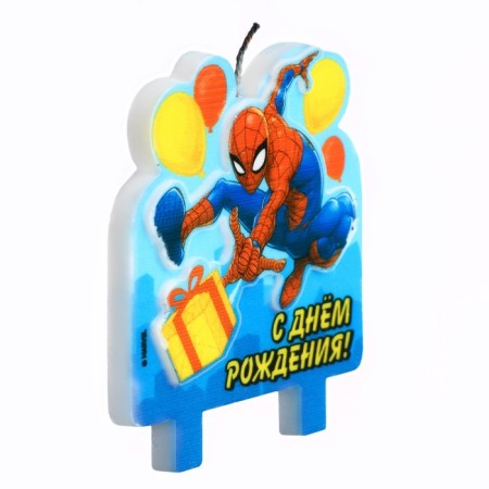 Candle in the cake "Happy Birthday!", 3-D Print, Spider-Man, 8 × 8 cm-2