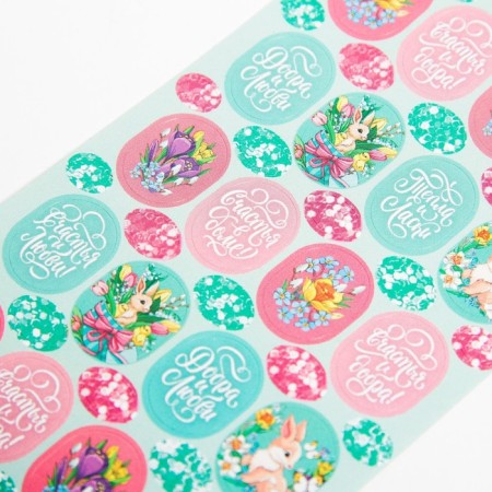 Easter stickers for eggs “Rabbits and flowers” ​​on Easter, 7.3 x 13 cm.-2