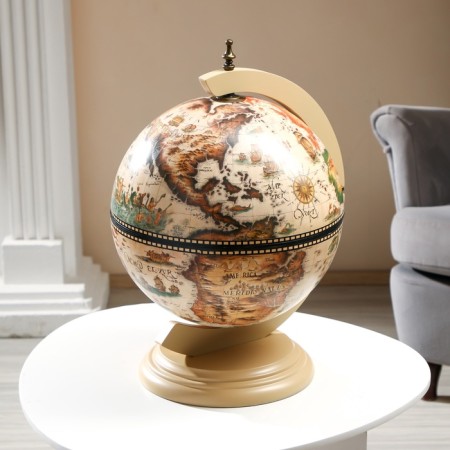 Globe bar decorative "Wanderer map" White 38x33x48 cm-6