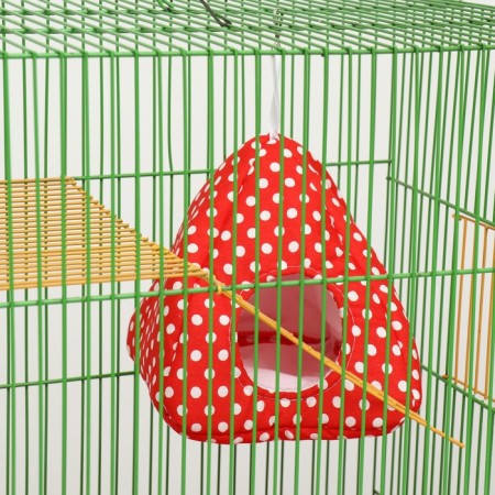 House "Vigva" for rodents, 17*17*17 cm, calico, fleece, red-4