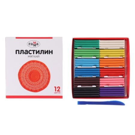 Plasticine 12 colors 240 g Gamma "Ornament", with a stack, cardboard
