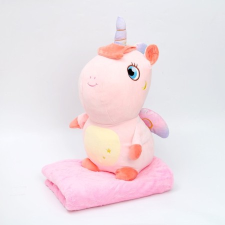 Soft toy "Unicorn", with a blanket, pink color