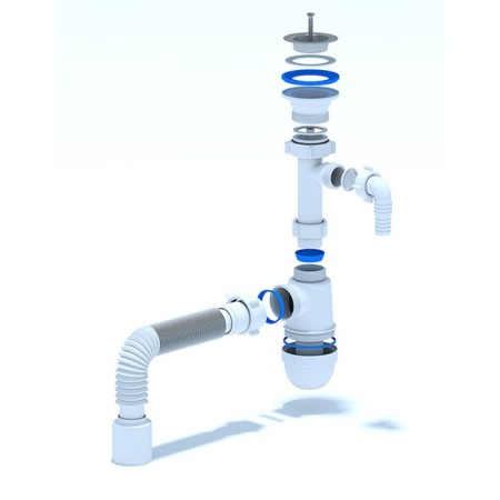 Siphon for washing "Ani Plast" C0310, 1 1/2 "x40 mm, with the challenge and corrugation 40x50 mm-1