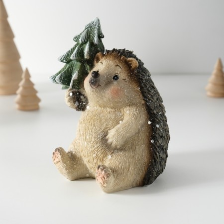 Souvenir Polystone "Cute Hedgehog with Christmas tree" 10x9.5x12.5 cm