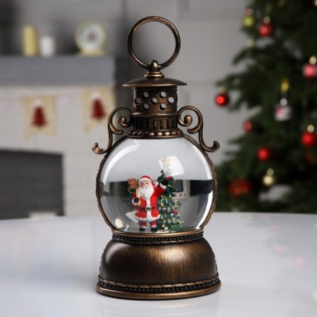 LED figure “Lantern with Santa Claus” 11 × 19 × 11 cm, plastic, AAX3 batteries (not in the kit), USB, glow warm white-1