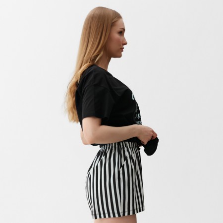 Female home set (T-shirt, shorts), Black-Time Street color, river 50-1